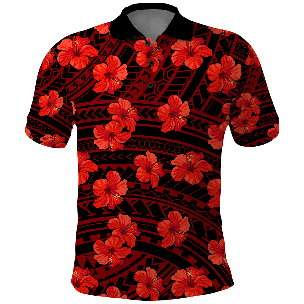Polynesian Pride Hawaii Style With Hibiscus Polo Shirt Red - Wonder Print Shop