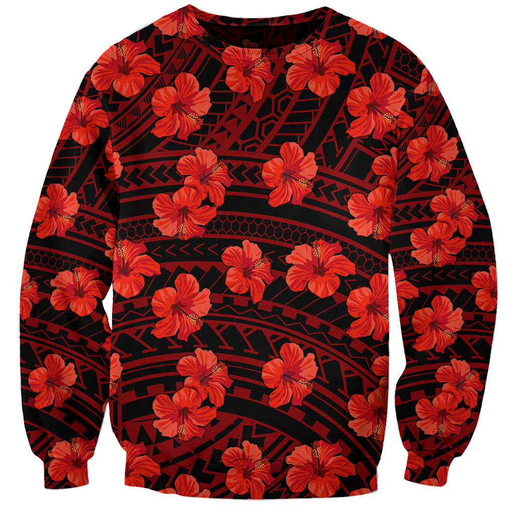 Polynesian Pride Hawaii Style With Hibiscus Sweatshirt Red - Wonder Print Shop