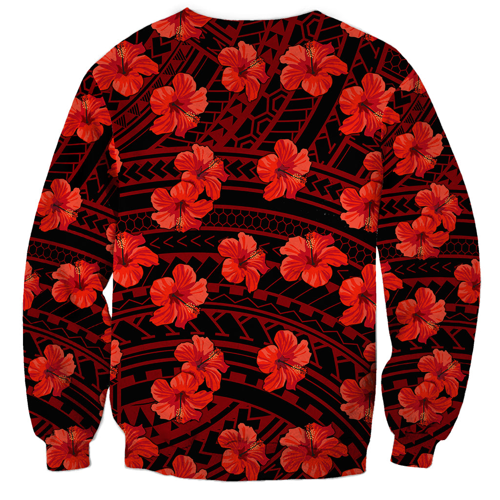Polynesian Pride Hawaii Style With Hibiscus Sweatshirt Red - Wonder Print Shop