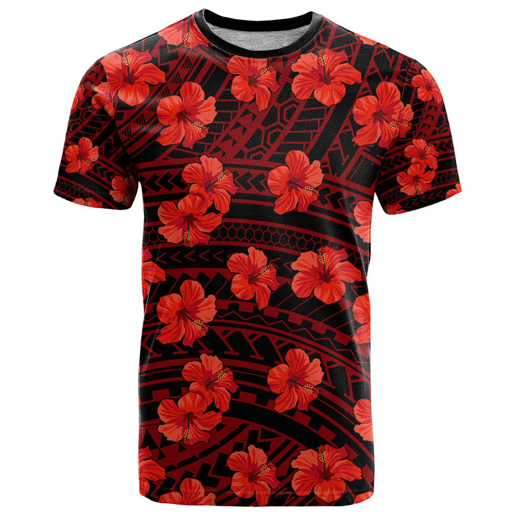 Polynesian Hawaii Style With Hibiscus T Shirt Red - Wonder Print Shop