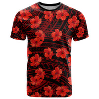 Polynesian Hawaii Style With Hibiscus T Shirt Red - Wonder Print Shop