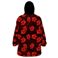 Polynesian Pride Hawaii Style With Hibiscus Wearable Blanket Hoodie Red - Wonder Print Shop