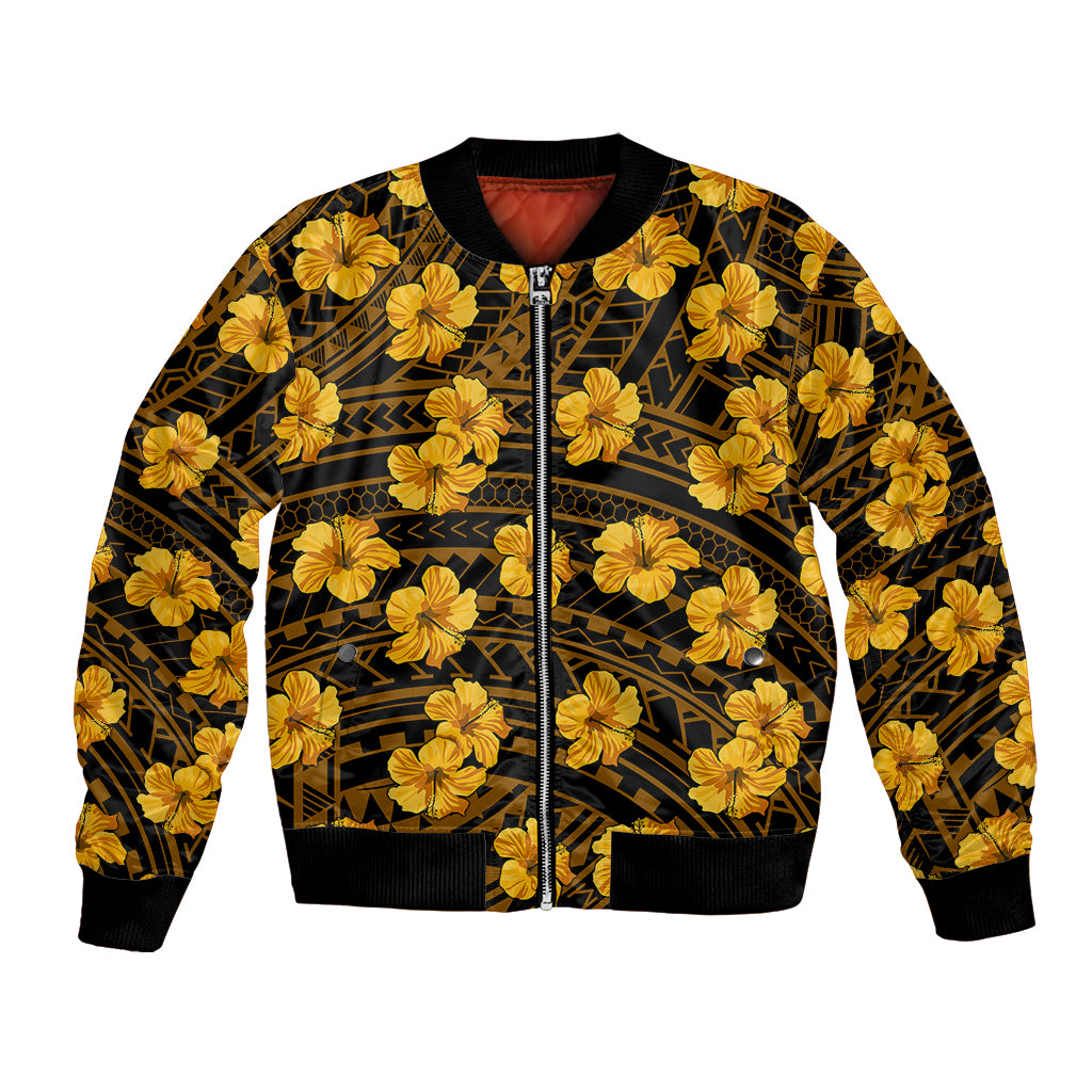 Polynesian Pride Hawaii Style With Hibiscus Bomber Jacket Yellow LT9 - Wonder Print Shop
