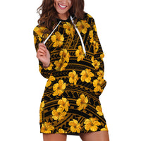 Polynesian Pride Hawaii Style With Hibiscus Hoodie Dress Yellow - Wonder Print Shop
