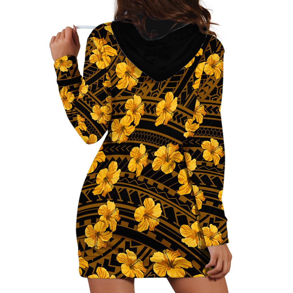 Polynesian Pride Hawaii Style With Hibiscus Hoodie Dress Yellow - Wonder Print Shop