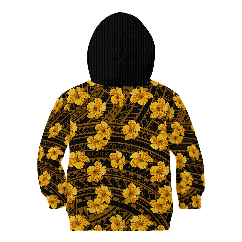 Polynesian Pride Hawaii Style With Hibiscus Kid Hoodie Yellow - Wonder Print Shop