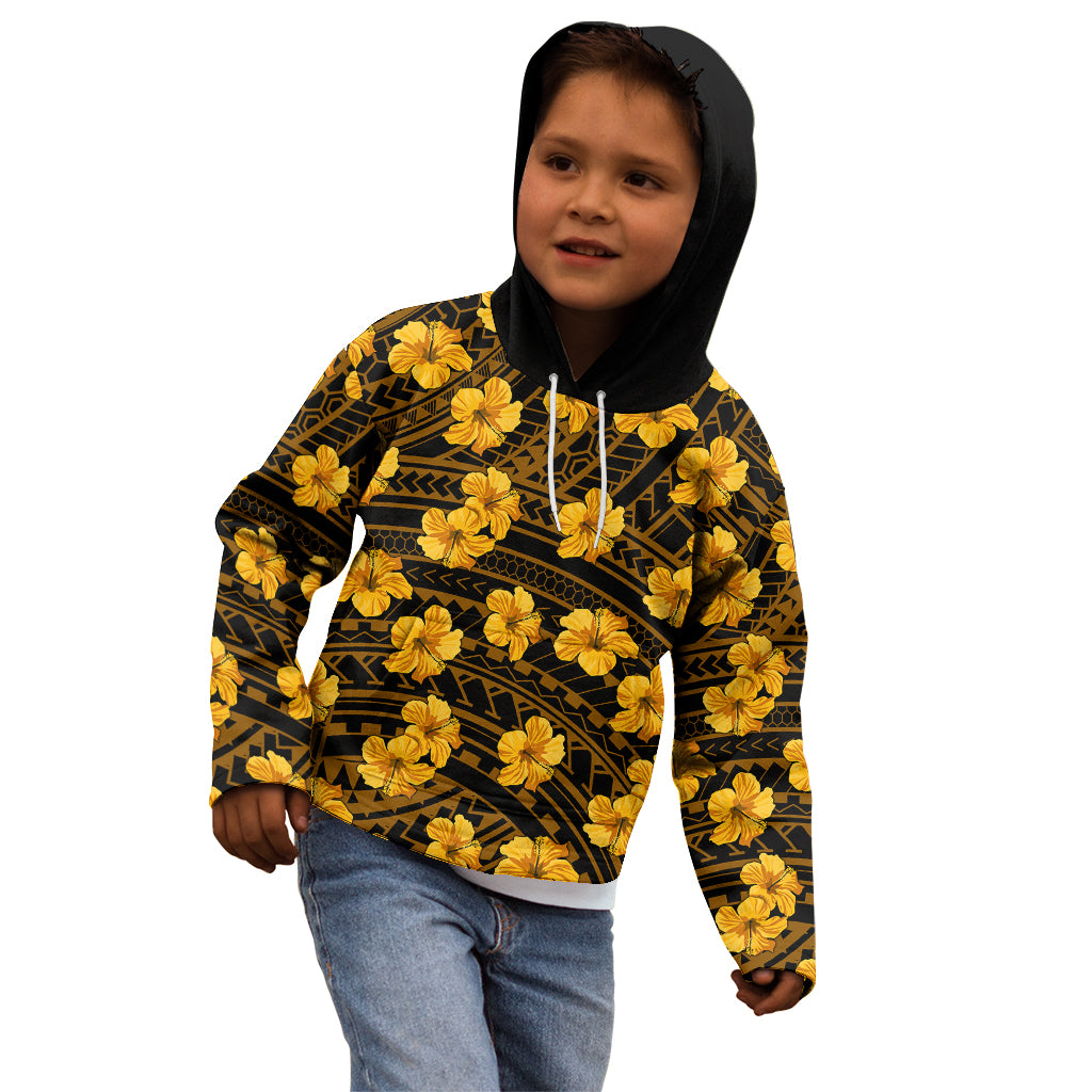 Polynesian Pride Hawaii Style With Hibiscus Kid Hoodie Yellow - Wonder Print Shop