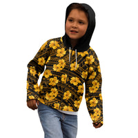 Polynesian Pride Hawaii Style With Hibiscus Kid Hoodie Yellow - Wonder Print Shop