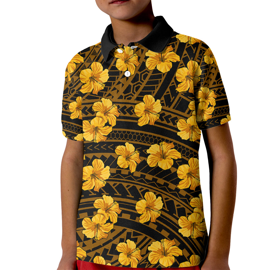 Polynesian Pride Hawaii Style With Hibiscus Polo Shirt for Kid Yellow - Wonder Print Shop
