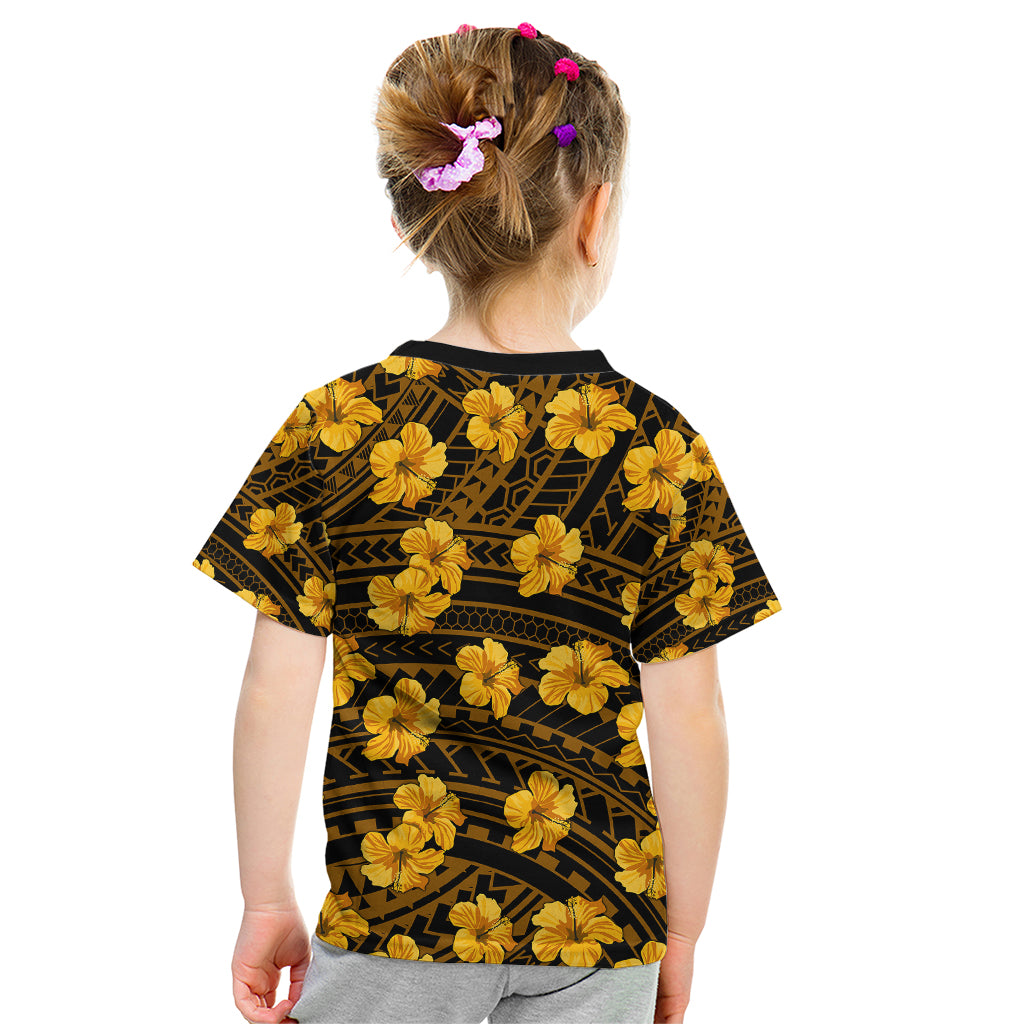Polynesian Pride Hawaii Style With Hibiscus Kid T Shirt Yellow - Wonder Print Shop