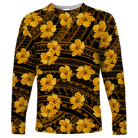 Polynesian Pride Hawaii Style With Hibiscus Long Sleeve Shirt Yellow - Wonder Print Shop