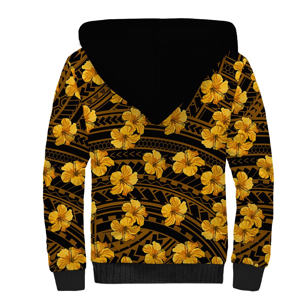 Polynesian Pride Hawaii Style With Hibiscus Sherpa Hoodie Yellow - Wonder Print Shop
