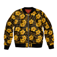 Polynesian Pride Hawaii Style With Hibiscus Sleeve Zip Bomber Jacket Yellow - Wonder Print Shop