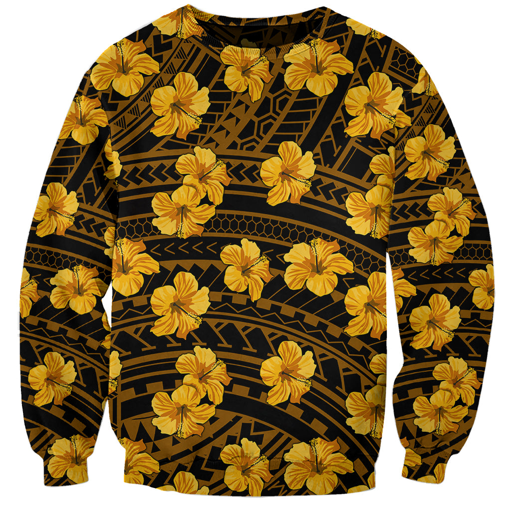 Polynesian Pride Hawaii Style With Hibiscus Sweatshirt Yellow - Wonder Print Shop