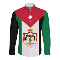 Hashemite Kingdom of Jordan Long Sleeve Button Shirt Jordan Flag Style - Wonder Print Shop