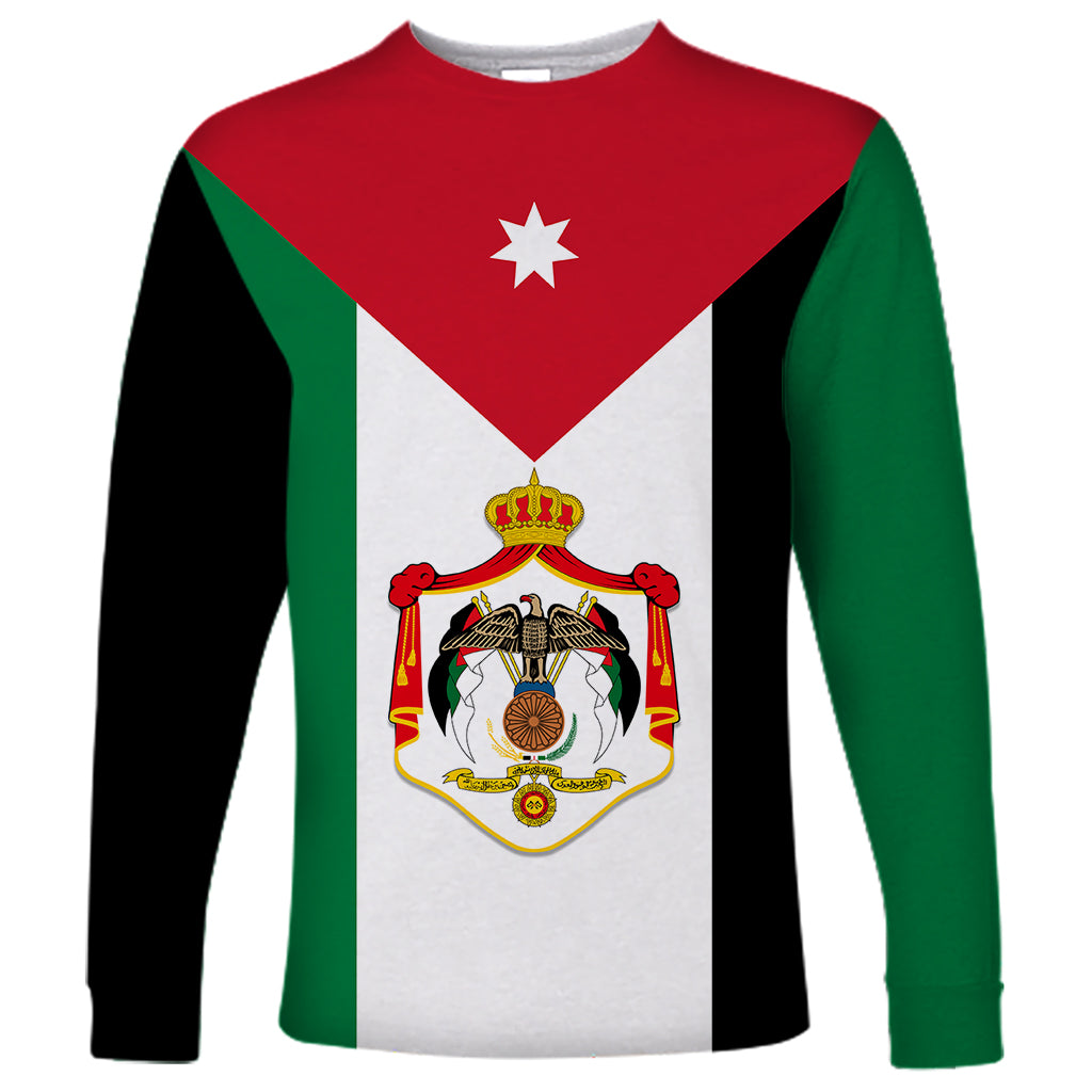 Hashemite Kingdom of Jordan Long Sleeve Shirt Jordan Flag Style - Wonder Print Shop