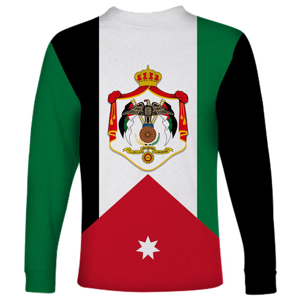 Hashemite Kingdom of Jordan Long Sleeve Shirt Jordan Flag Style - Wonder Print Shop