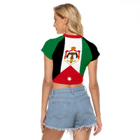 Hashemite Kingdom of Jordan Raglan Cropped T Shirt Jordan Flag Style - Wonder Print Shop