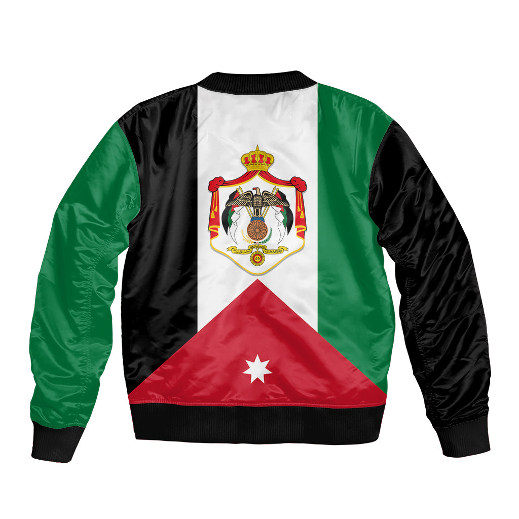Hashemite Kingdom of Jordan Sleeve Zip Bomber Jacket Jordan Flag Style - Wonder Print Shop