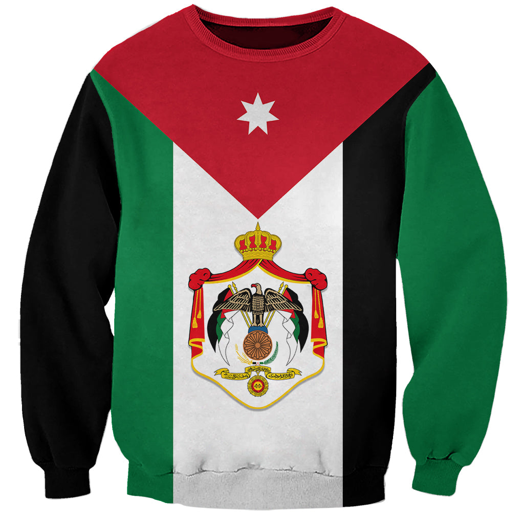 Hashemite Kingdom of Jordan Sweatshirt Jordan Flag Style - Wonder Print Shop