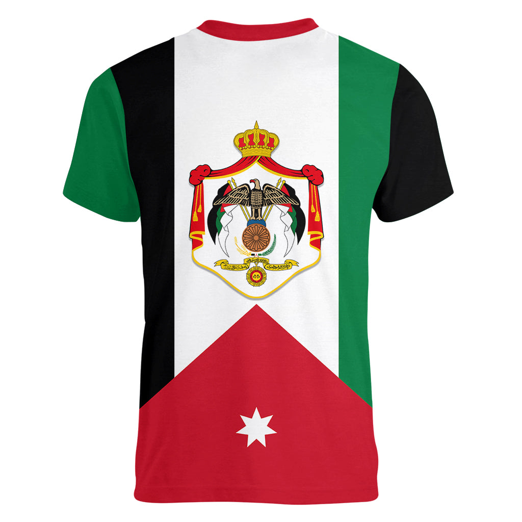 Hashemite Kingdom of Jordan Women V Neck T Shirt Jordan Flag Style - Wonder Print Shop