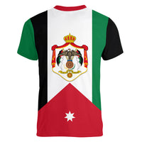 Hashemite Kingdom of Jordan Women V Neck T Shirt Jordan Flag Style - Wonder Print Shop
