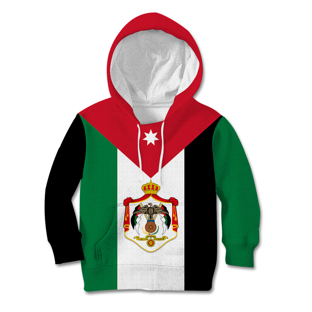 Personalised Hashemite Kingdom of Jordan Kid Hoodie Jordan Flag Style - Wonder Print Shop