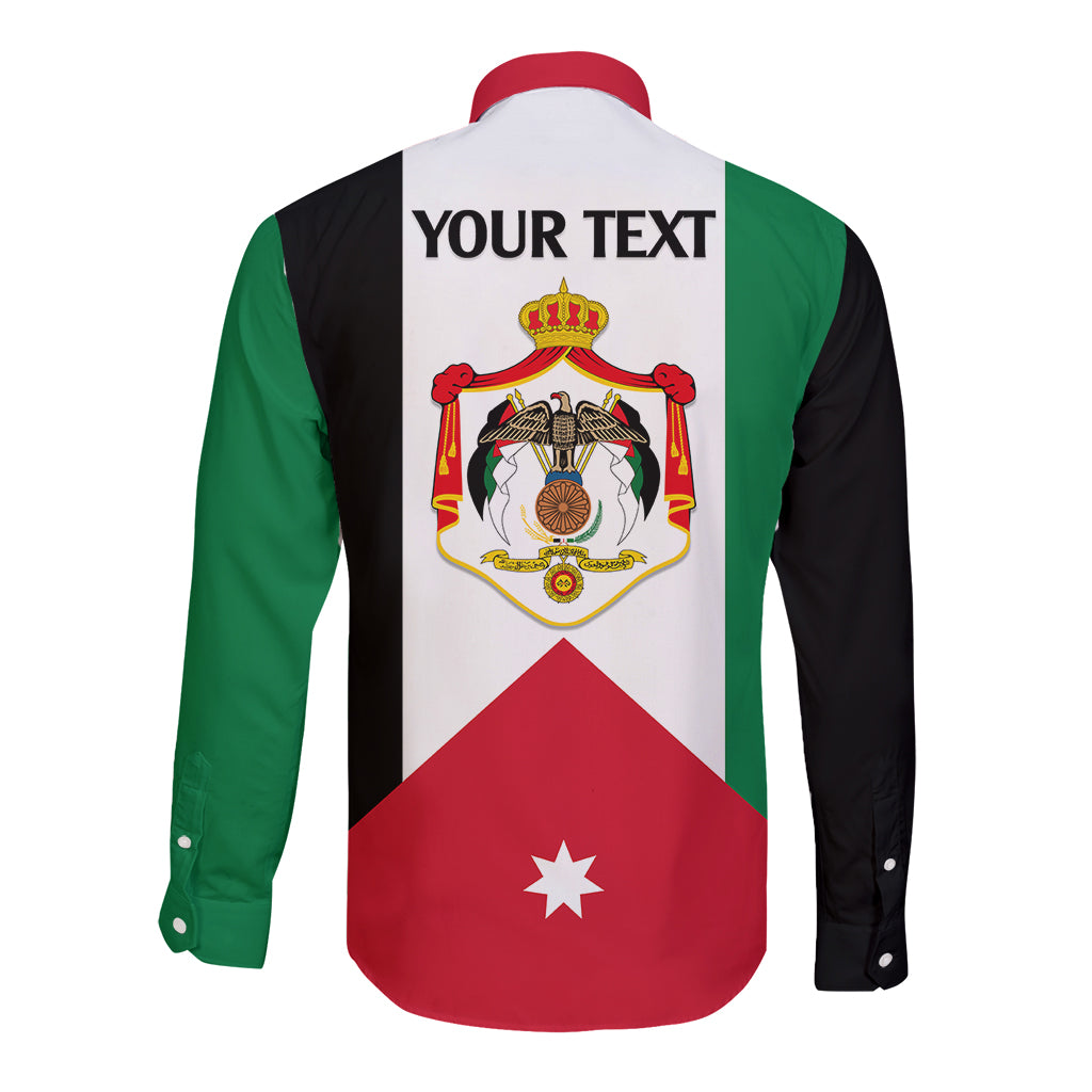 Personalised Hashemite Kingdom of Jordan Long Sleeve Button Shirt Jordan Flag Style - Wonder Print Shop
