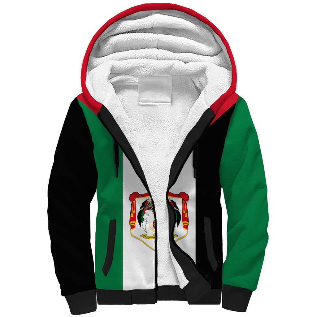 Personalised Hashemite Kingdom of Jordan Sherpa Hoodie Jordan Flag Style - Wonder Print Shop