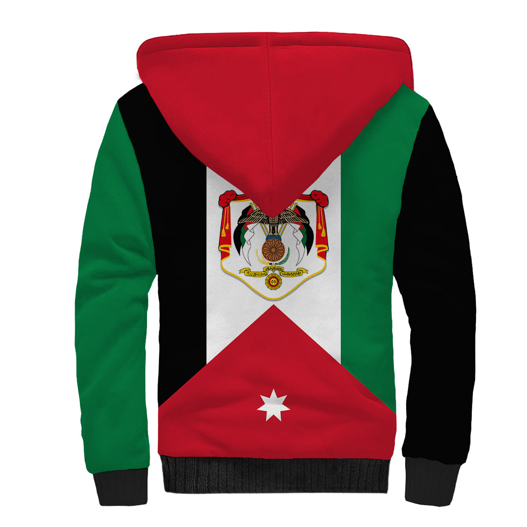 Personalised Hashemite Kingdom of Jordan Sherpa Hoodie Jordan Flag Style - Wonder Print Shop