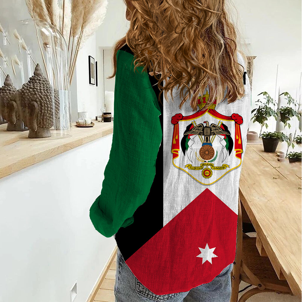Personalised Hashemite Kingdom of Jordan Women Casual Shirt Jordan Flag Style - Wonder Print Shop