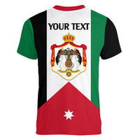 Personalised Hashemite Kingdom of Jordan Women V Neck T Shirt Jordan Flag Style - Wonder Print Shop