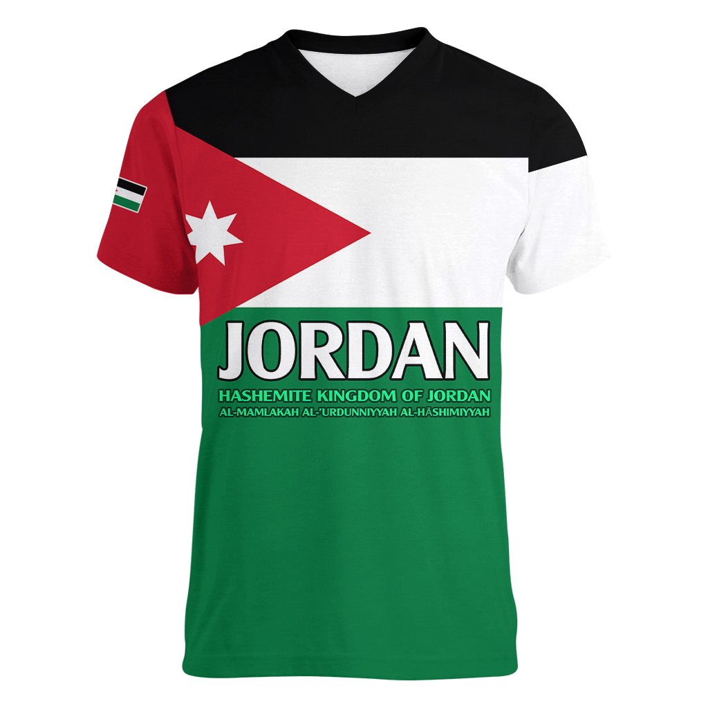 Jordan Women V Neck T Shirt Jordan Independence Anniversary Simple Flag Style - Wonder Print Shop