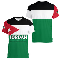 Jordan Women V Neck T Shirt Jordan Independence Anniversary Simple Flag Style - Wonder Print Shop