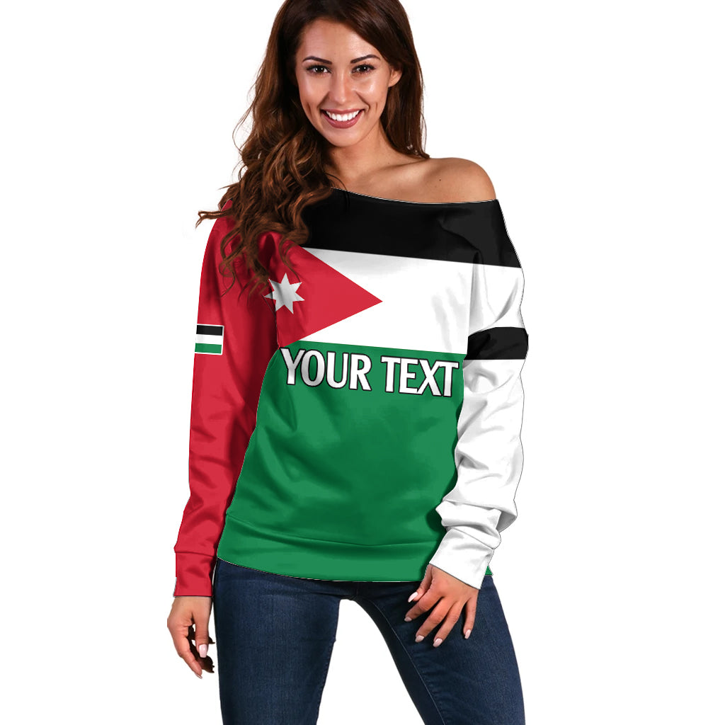 Personalised Jordan Off Shoulder Sweater Jordan Independence Anniversary Simple Flag Style - Wonder Print Shop