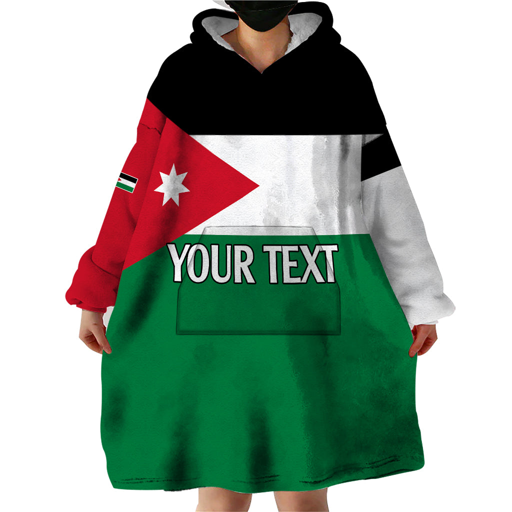 Personalised Jordan Wearable Blanket Hoodie Jordan Independence Anniversary Simple Flag Style - Wonder Print Shop