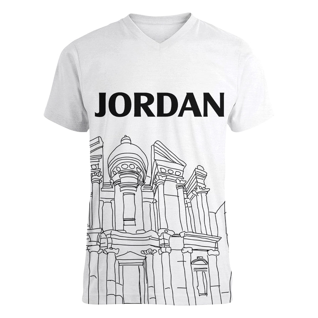 Jordan Women V Neck T Shirt Al-Khazneh in Jordan Simple - Wonder Print Shop