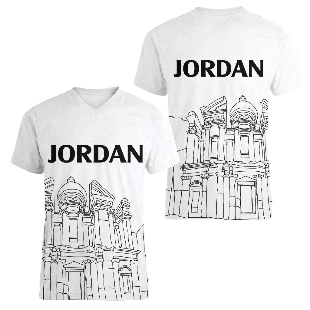Jordan Women V Neck T Shirt Al-Khazneh in Jordan Simple - Wonder Print Shop
