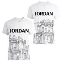Jordan Women V Neck T Shirt Al-Khazneh in Jordan Simple - Wonder Print Shop