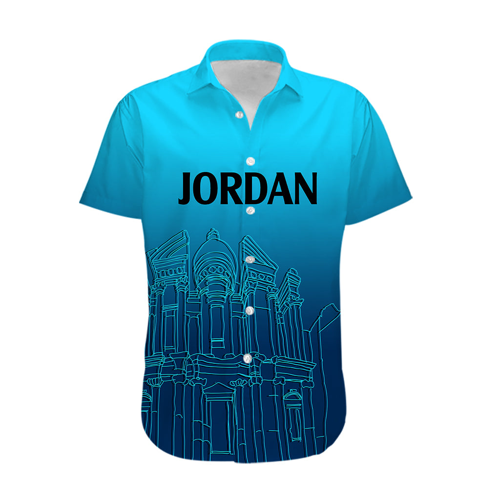 Jordan Hawaiian Shirt Al-Khazneh in Jordan Blue Gradient - Wonder Print Shop
