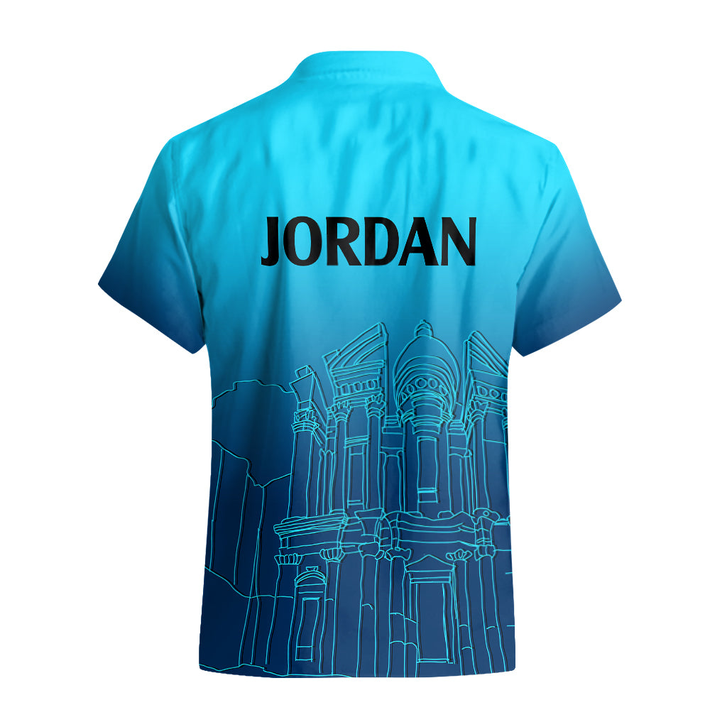 Jordan Hawaiian Shirt Al-Khazneh in Jordan Blue Gradient - Wonder Print Shop