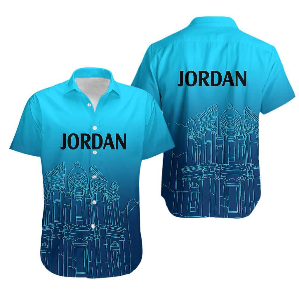 Jordan Hawaiian Shirt Al-Khazneh in Jordan Blue Gradient - Wonder Print Shop
