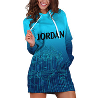 Jordan Hoodie Dress Al-Khazneh in Jordan Blue Gradient - Wonder Print Shop