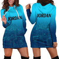 Jordan Hoodie Dress Al-Khazneh in Jordan Blue Gradient - Wonder Print Shop