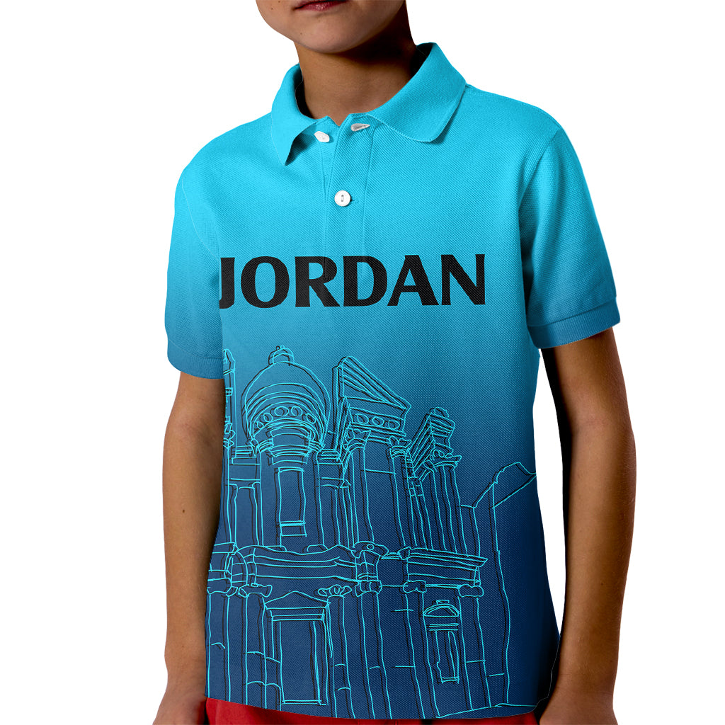 Jordan Polo Shirt for Kid Al Khazneh in Jordan Blue Gradient - Wonder Print Shop