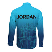 Jordan Long Sleeve Button Shirt Al-Khazneh in Jordan Blue Gradient - Wonder Print Shop