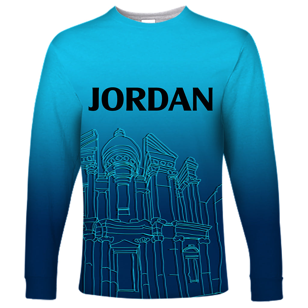 Jordan Long Sleeve Shirt Al-Khazneh in Jordan Blue Gradient - Wonder Print Shop