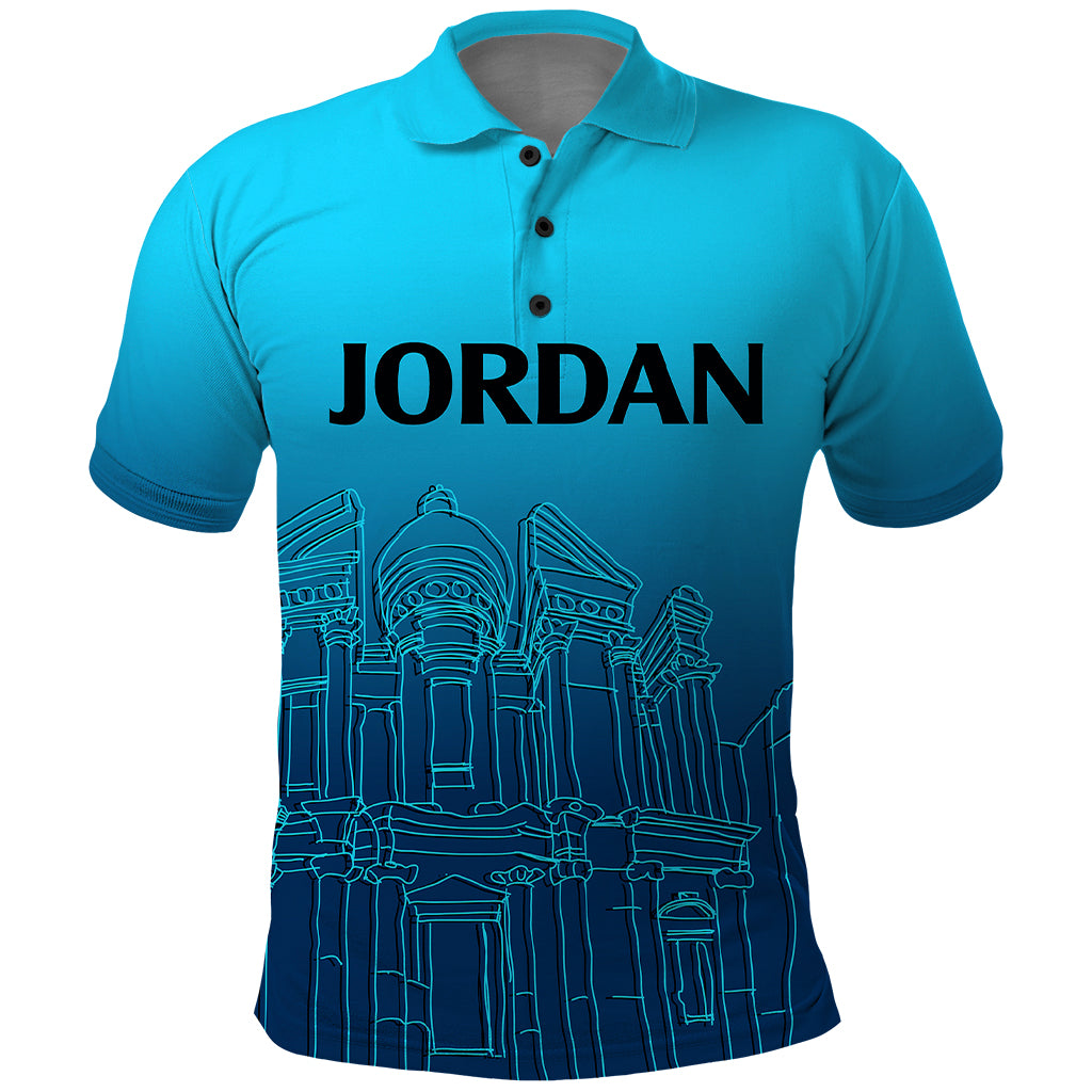 Jordan Polo Shirt Al Khazneh in Jordan Blue Gradient - Wonder Print Shop