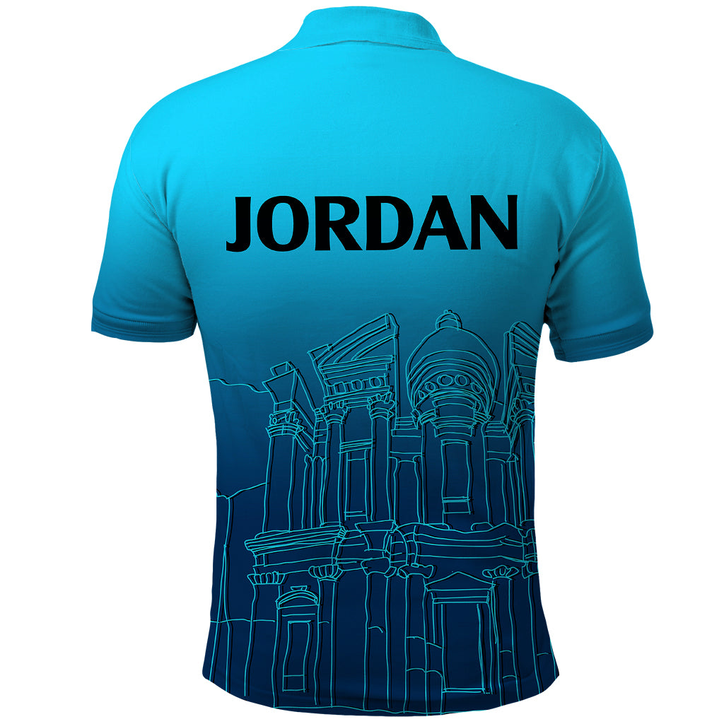 Jordan Polo Shirt Al Khazneh in Jordan Blue Gradient - Wonder Print Shop
