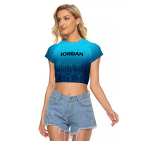 Jordan Raglan Cropped T Shirt Al-Khazneh in Jordan Blue Gradient - Wonder Print Shop